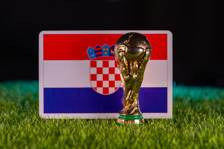 November 4, 2025, United States. FIFA World Cup on the background of the Croatian flag. Croatia.のeditorial素材