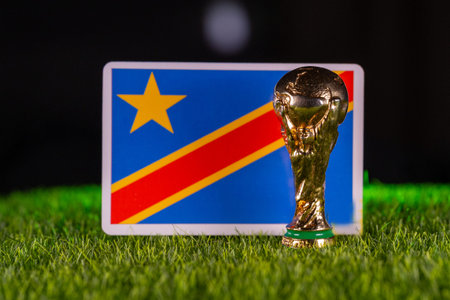 November 4, 2025, United States. FIFA World Cup on the background of the flag of the Democratic Republic of the Congo. DR Congo.のeditorial素材