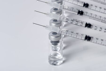 Phalanx of syringes in labor, ready for medical research
