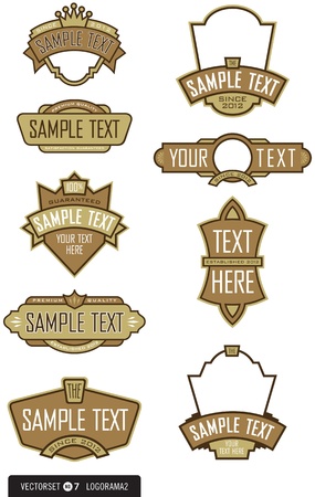 Set of 9 Logo Label design elements for logos, labels, menus, and more  Easy to edit shapes and colors のイラスト素材