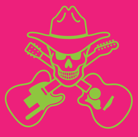 Cowboy Skull Design with crossed guitarsのイラスト素材