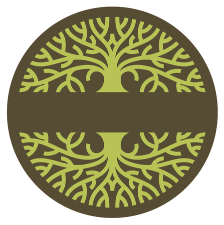 Tree logo. Stylized graphic illustration of mature tree with spreading branches.のイラスト素材