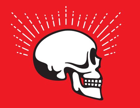 Skull Side View with Glow Line graphic effect Vintage style vector illustration of skull in profile...