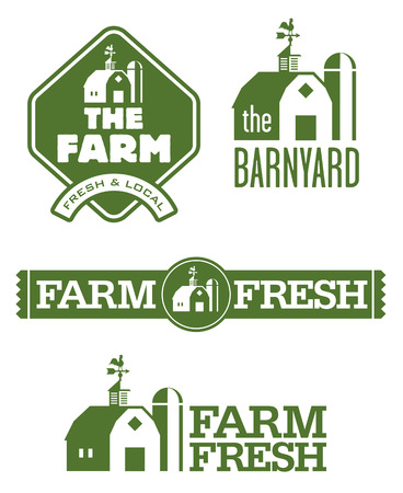 Farm and Barn Logos. Set of four farm and barn logo designs for farm fresh local food.のイラスト素材