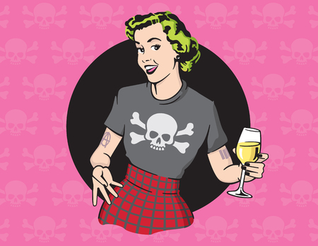 Retro Style Punk Rock Housewife Vector Design.のイラスト素材