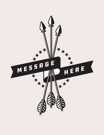 Banner with arrows vector design. Badge or emblem with three arrows wrapped in a banner and surrounded by stars. Just add your own text to complete the design.のイラスト素材