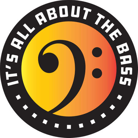 Itâs All About The Bass badge or emblem. 
Vector illustration of bass clef in circle with color gradient background.のイラスト素材