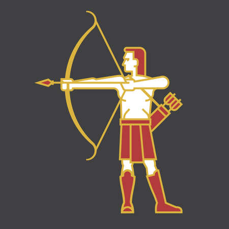 Archer shooting bow and arrow illustration in simple bold outline style
Vector illustration of man aiming bow and arrow in antique, historical clothes.のイラスト素材