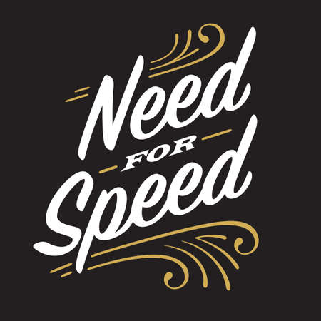 Need for speed custom hotrod lettering.
Vector illustration fancy, ornate retro style script lettering with pinstripe swashes and ornaments. Perfect for motorcycle or custom car.のイラスト素材