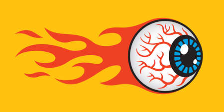 Burning Flaming Eyeball Vector Graphic.
Vector Illustration of a human eyeball on fire and flying through the air, leaving a trail of flames behind it.のイラスト素材