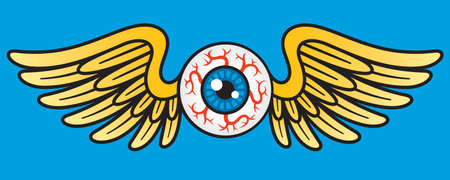 Flying Eyeball Vector Graphic.
Vector Illustration of flying human eyeball with bird or angel wings.