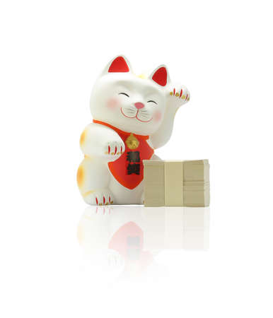 Maneki neko - Japanese Lucky Catの写真素材