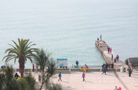 Sochi, Russia - February 14, 2014 one of piers on seaside of Sochi, Russia on 14th February, 2014のeditorial素材