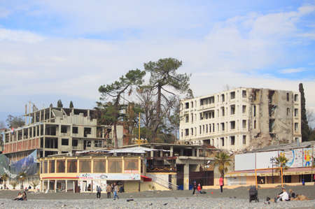 Sochi, Russia - February 14, 2014 some uncompleted construction projects on seaside in Sochi, Russia on 14th February, 2014のeditorial素材