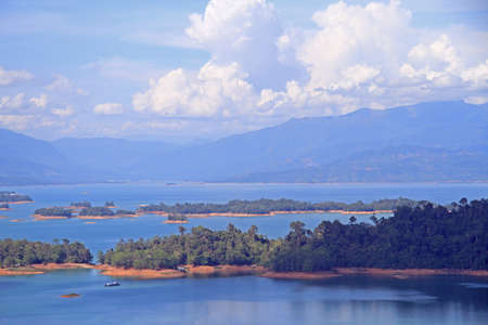 view of Ngum Nam Reservoir in Laosの写真素材