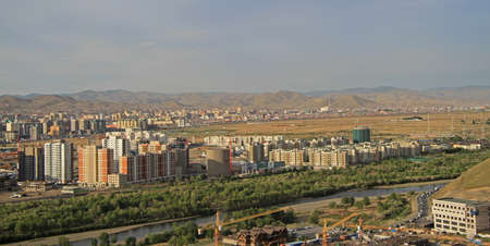 view of Ulan Bator from mountain Zaisan, Mongoliaの写真素材