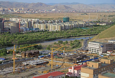 view of Ulan Bator from mountain Zaisan, Mongoliaの写真素材