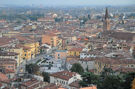 aerial view of Verona, Italy, autumn landscapeの写真素材