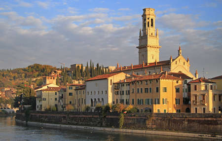 river landscape in city Verona, Veneto, Italyの写真素材