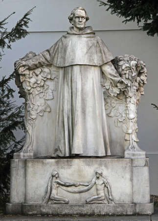 Brno, Czech - November 2, 2015: statue of world famous scientist Gregor Johann Mendel in Brno, Czechのeditorial素材