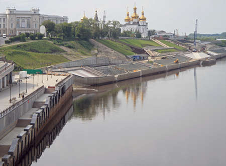 Tyumen, Russia - July 17, embankment of Tyumen river in of the same name city, Russiaの写真素材