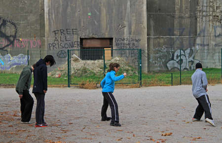 Vienna, Austria - November 7, 2015: people are exercising in park of Vienna, Austriaのeditorial素材