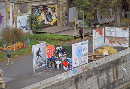 Vienna, Austria - November 7, 2015: riverside in city center of Vienna Austriaのeditorial素材