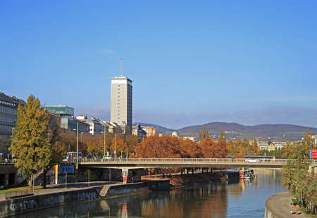 Vienna, Austria - November 8, 2015: the riverside in Vienna, the capital of Austriaのeditorial素材