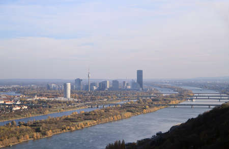 the view of austrian capital Vienna from the topの写真素材