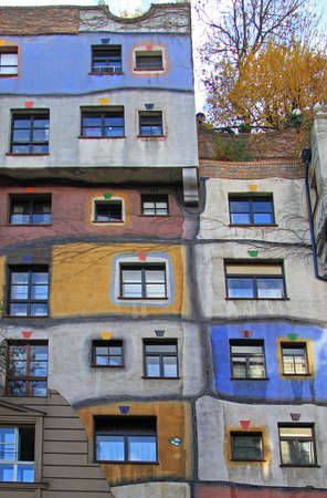 Vienna, Austria - November 8, 2015: The view of Hundertwasser house in Vienna, Austriaの写真素材