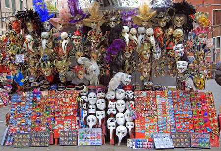 Venice, Italy - November 23, 2015: souvenirs and carnival masks outdoor in Venice, Italyのeditorial素材