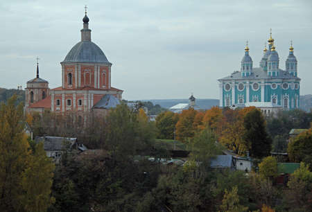 Holy Assumption Cathedral and Saint George church in Smolensk, Russiaのeditorial素材