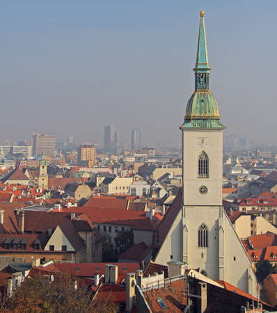 St. Martin's Cathedral and other buildings in the center of Brastislava, Slovakiaの写真素材