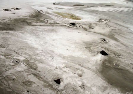 close up frozen river in winterの写真素材