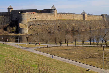 Ivangorod fortress on Narva river in Russiaのeditorial素材