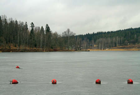 lakeside of lake Vanajavesi in Hameenlinna, Finlandの写真素材