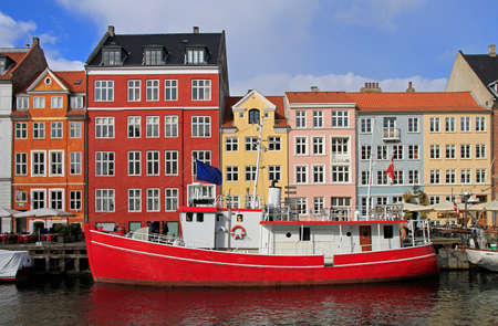 Nyhavn district is one of the most famous landmark, Copenhagenの写真素材