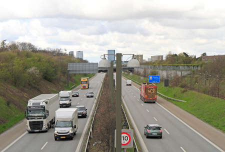 Copenhagen, Denmark - April 27, 2017: the highway leading from Copenhagen to Oresund bridge, Denmarkのeditorial素材