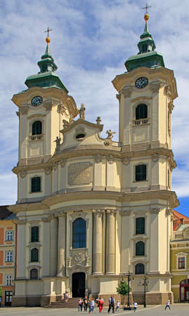 Eger, Hungary - July 2, 2017: The Minorite Church on the main square in Eger, Hungaryのeditorial素材