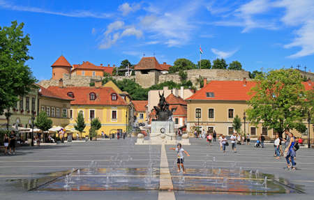 Eger, Hungary - July 2, 2017: Dobo square is the main square of Eger, Hungaryのeditorial素材