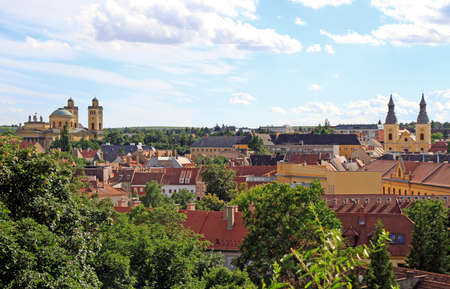 the cityscape of city Eger in Hungaryの写真素材