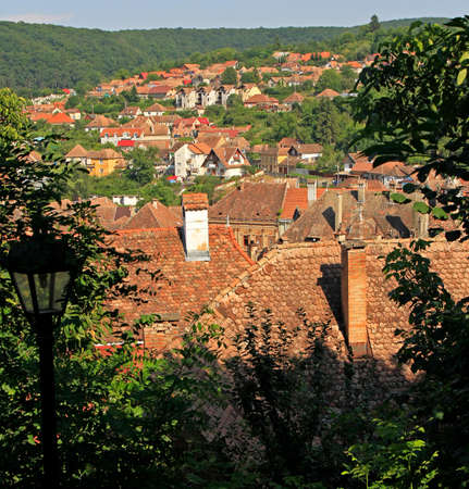 cityscape of Sighisoara in Romaniaの写真素材