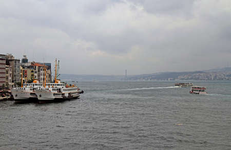 Istanbul, Turkey - August 9, 2017: Karakoy ferry terminal in the center of Istanbul, Turkey