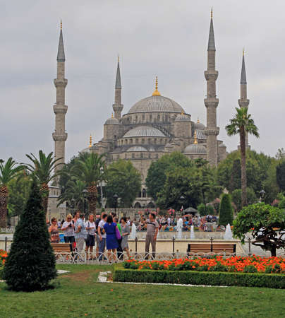 Istanbul, Turkey - August 9, 2017: people are walking at Blue mosque in Istanbul, Turkeyのeditorial素材