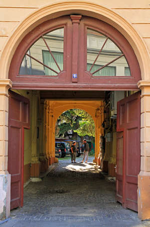 inner yard in the old town of Sibiuのeditorial素材