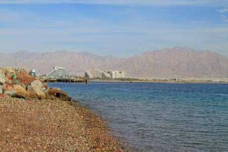 coastline in city Eilat located on the Red seaの写真素材