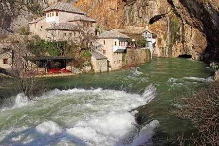 source of Buna river in the city Blagaj, Bosnia and Herzegovinaの写真素材