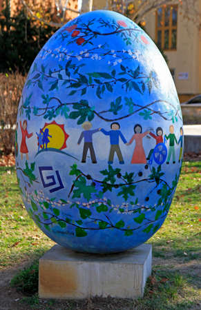 Mostar, Bosnia and Herzegovina - December 21, 2017: easter egg in public park of Mostar, Bosnia and Herzegovinaのeditorial素材