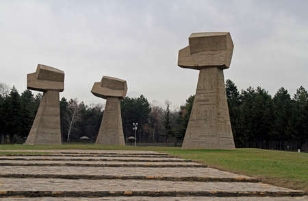 Nis, Serbia - December 14, 2017: monument on the site of the execution by the Nazis more than 10,000 people in Nis, Serbiaのeditorial素材