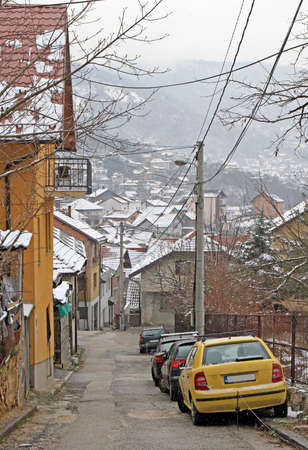 One of street close to the center of Sarajevo, Bosnia and Herzegovinaの写真素材
